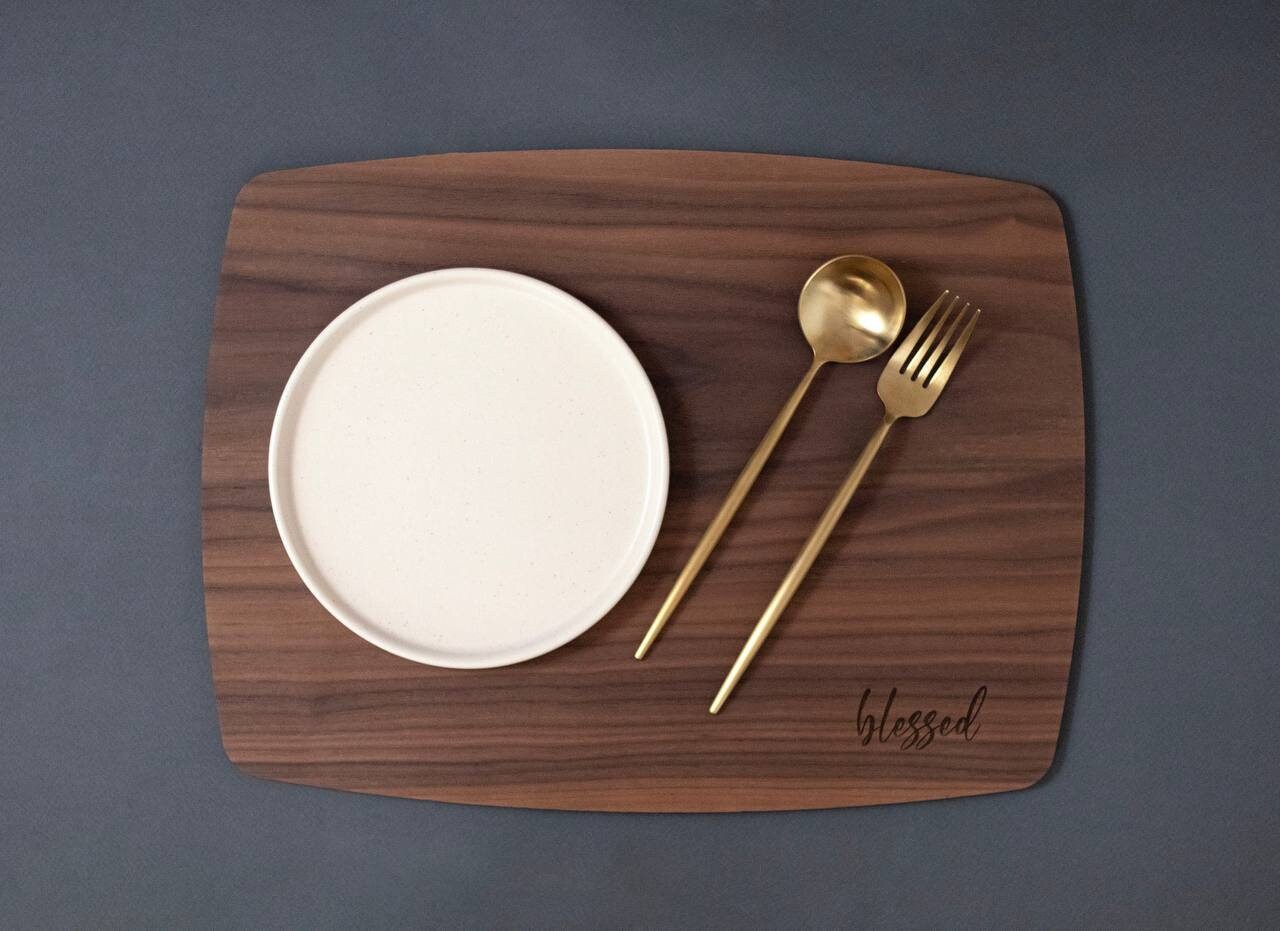Set of Table Setting Placemats Personalized, New Apartment Gift Wooden