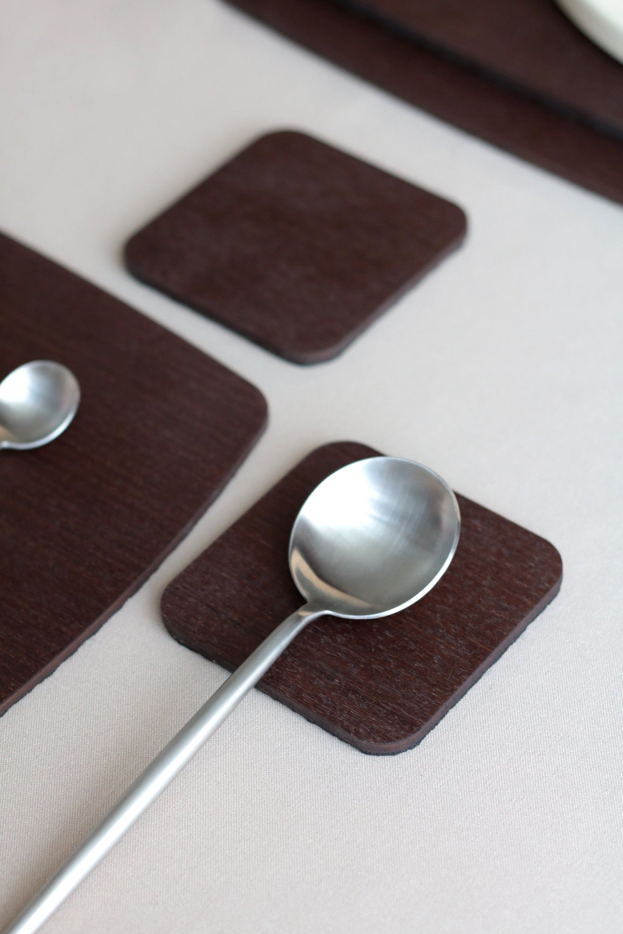 Black Placemats and Coasters Set Personalized , Wooden Table Mats