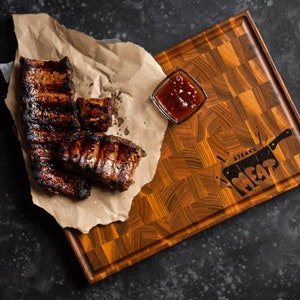 Inlay end grain cutting board, bbq meat board