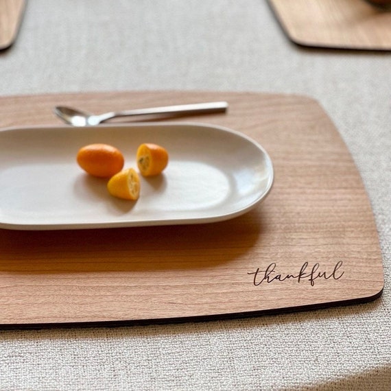 Holz Tischsets und Untersetzer Set mit 6 oder 8 Danksagung personalisierte Tischmatte