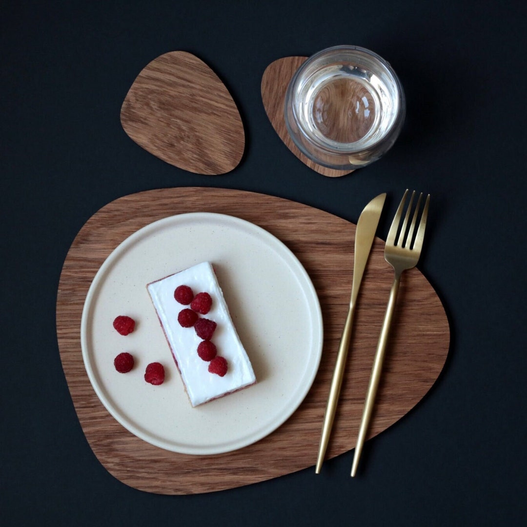 Wooden Placemats and Coasters Set of 4, Set of 6, Set of 8 Oval Table