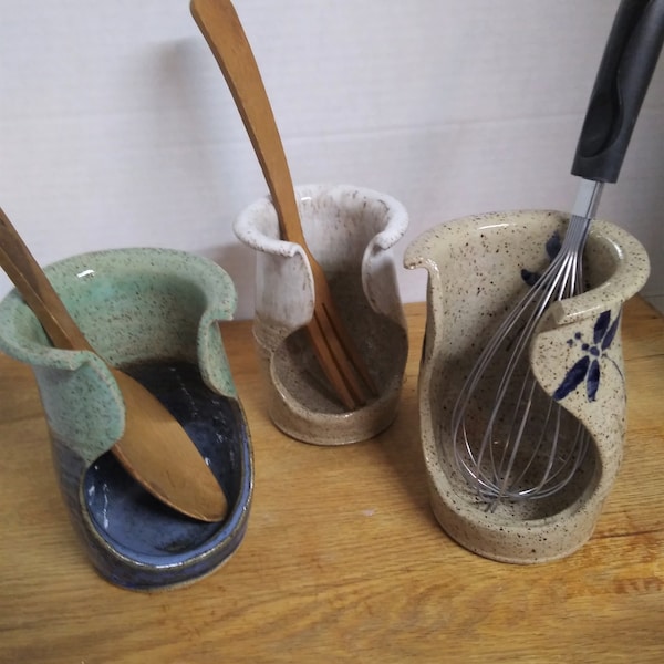 Handmade Upright Spoon Rest: Ceramic Kitchen Utensil Holder