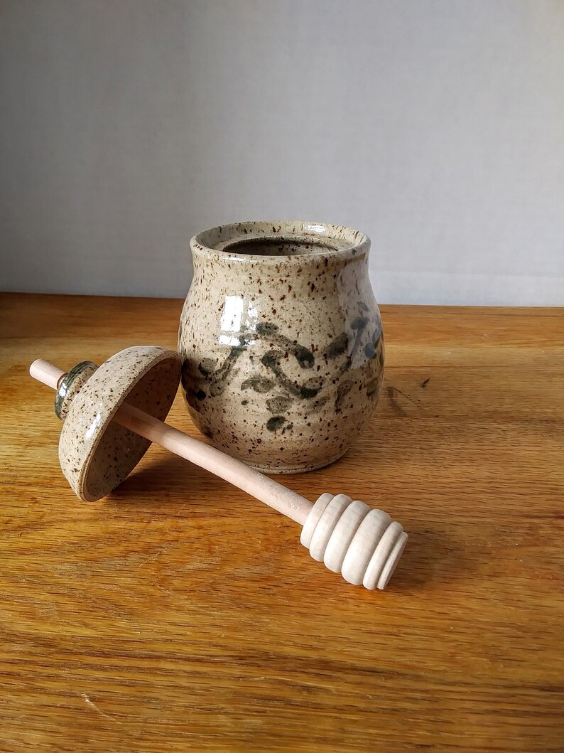 Honey Pot With Wooden Dipper Etsy