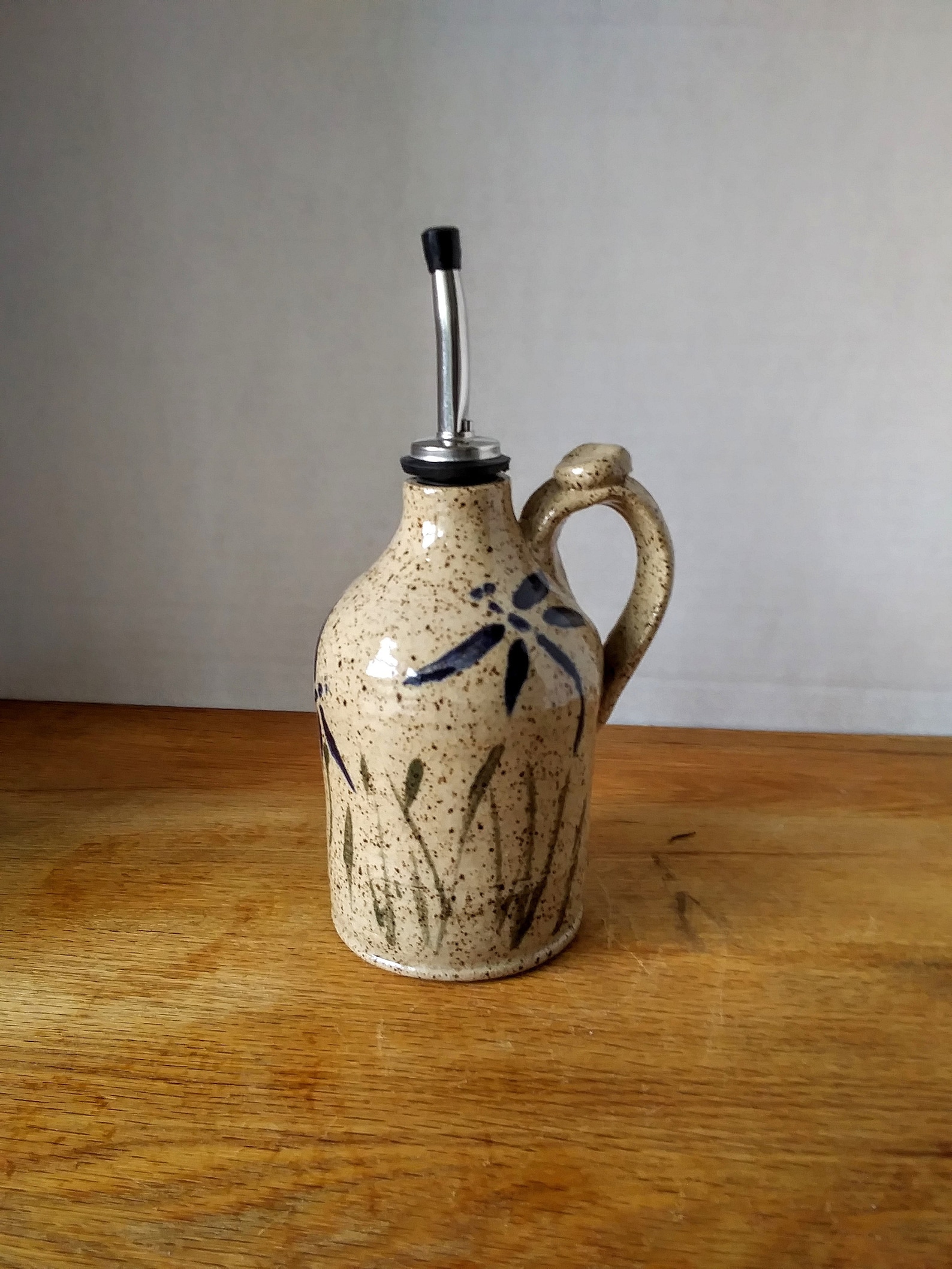 Pottery Olive Oil Dispenser/Cruet - Dragonfly