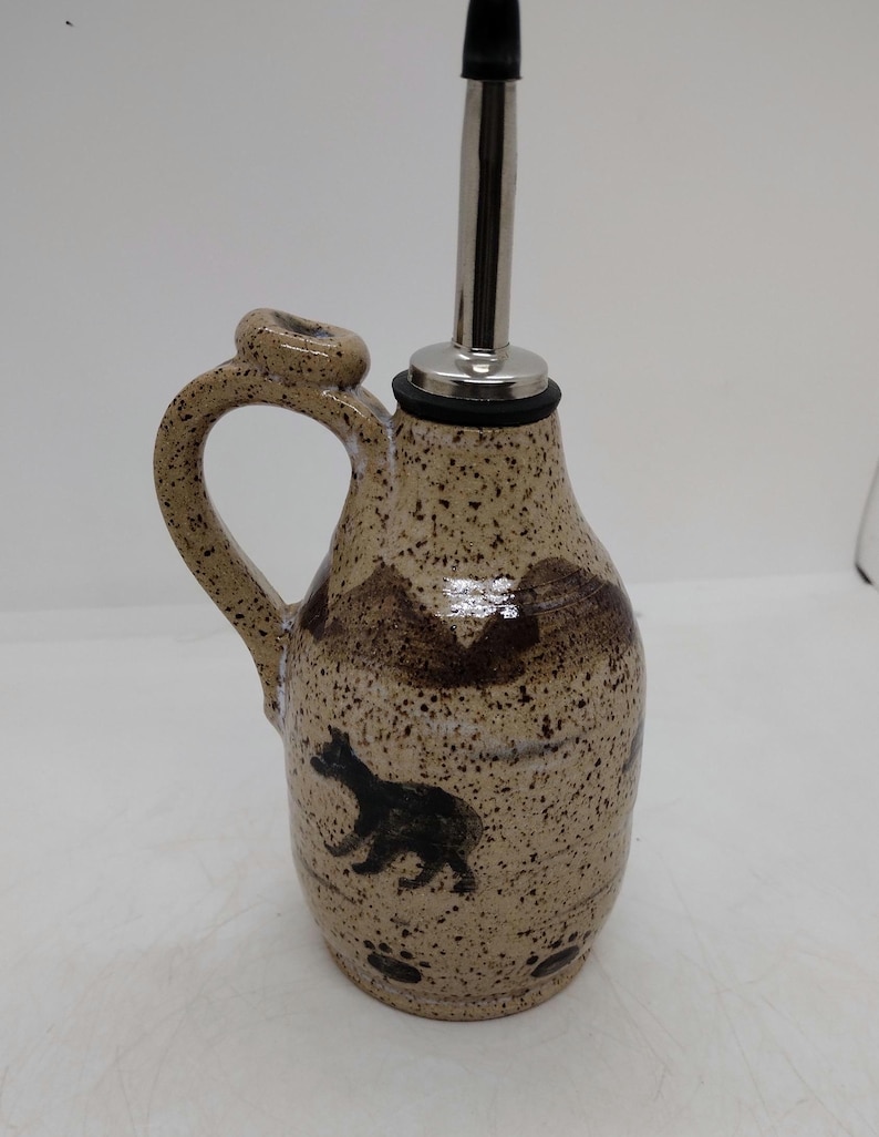 Pottery Olive Oil Dispenser/Cruet Bear mountain