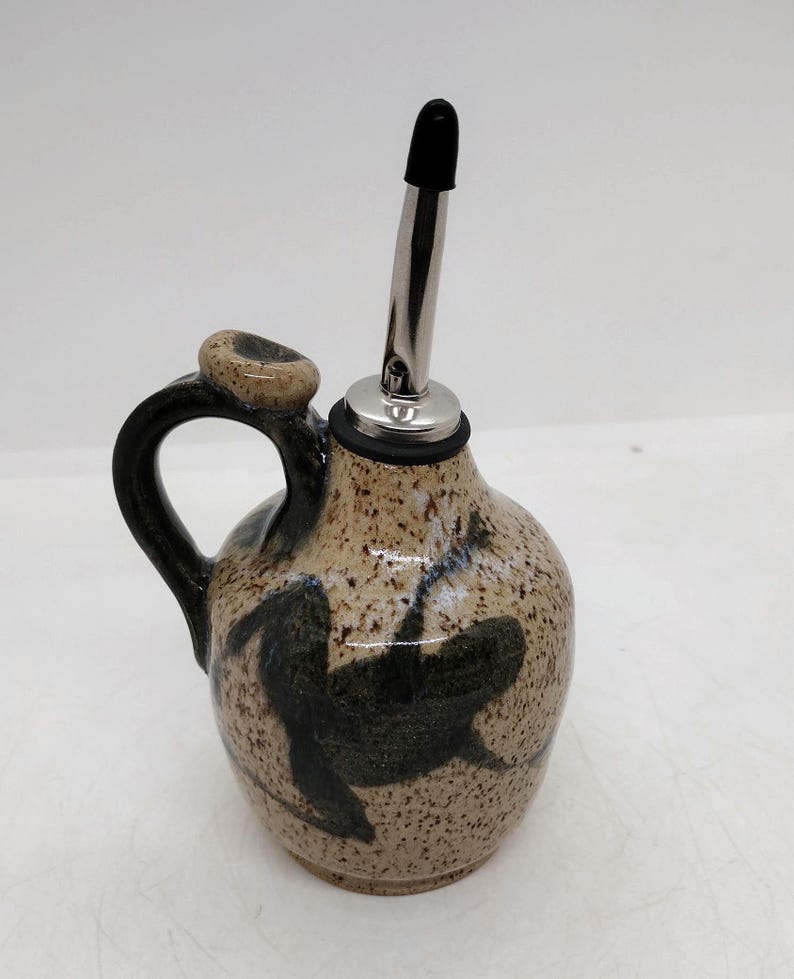 Pottery Olive Oil Dispenser/Cruet Frog