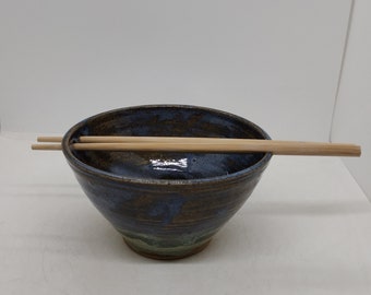 Handmade Stoneware Rice Bowl Noodle Bowl with Chopsticks