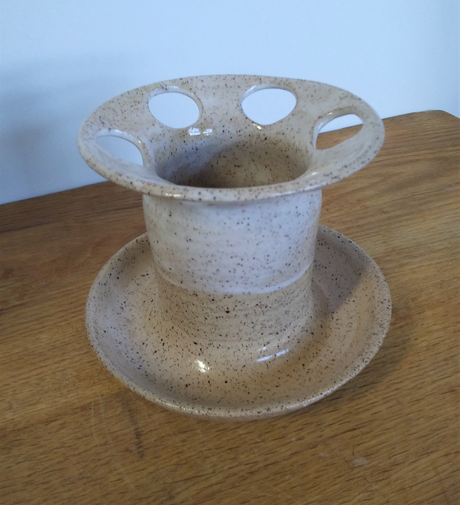 Hand-Decorated Stoneware Toothbrush Holder: Holds 6 Brushes - Farm Fresh