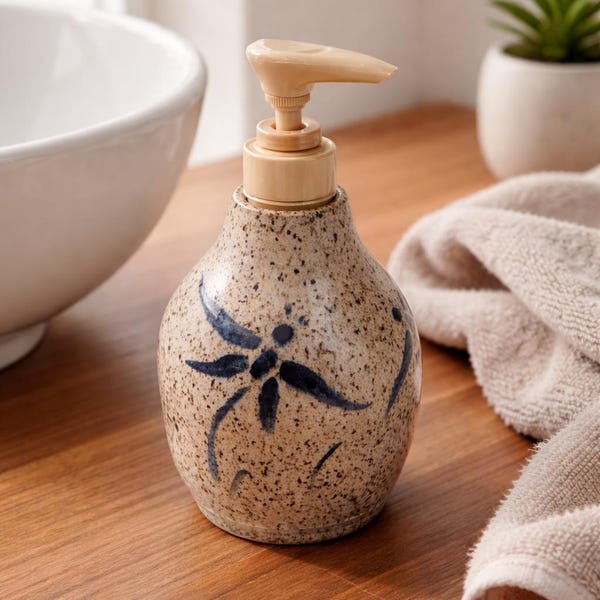 Handmade Stoneware Lotion Dispenser: Various patterns available