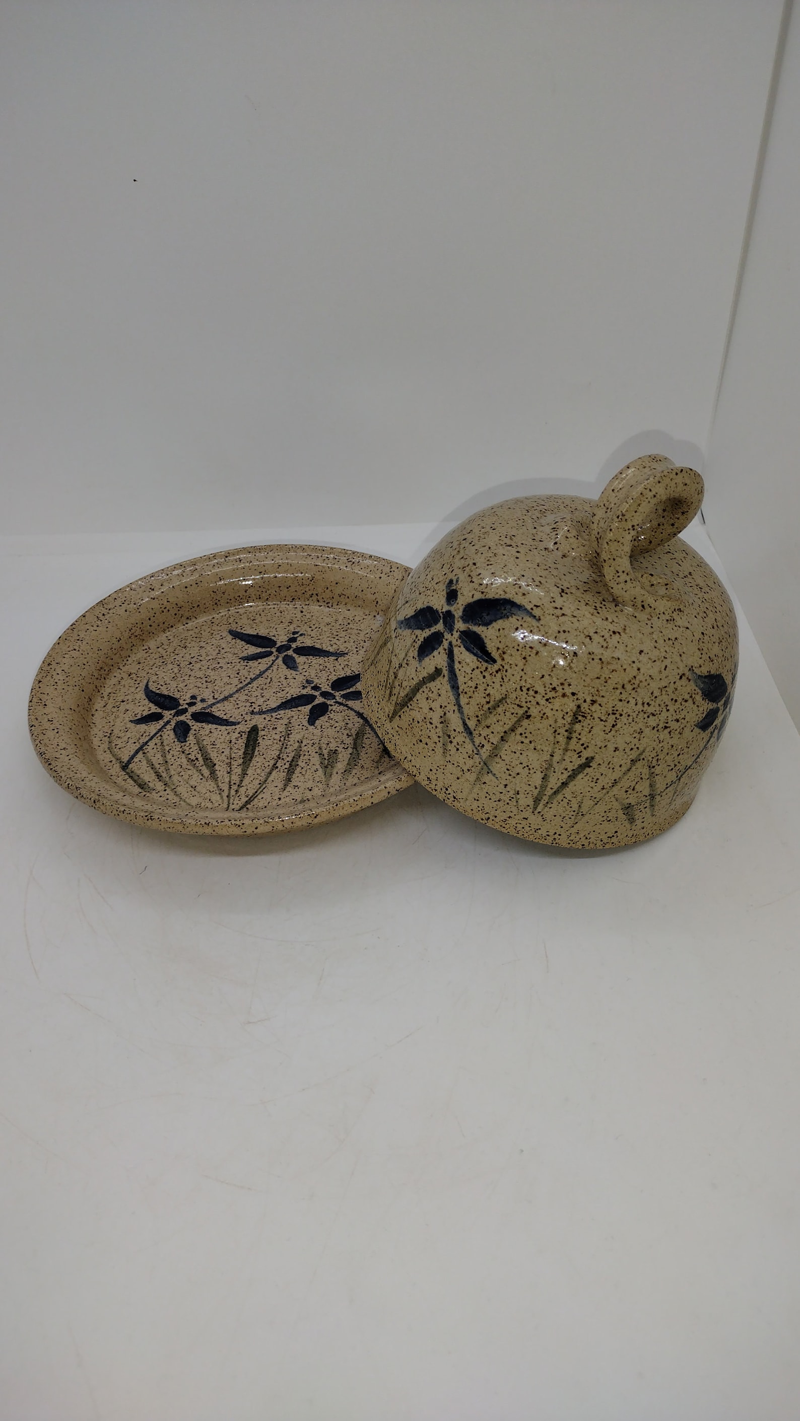 Handmade Pottery Butter Dish - Dragonfly