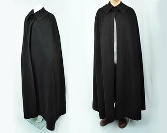 Vintage 60's Givenchy Black Wool Cape | Made in France | Large/XL
