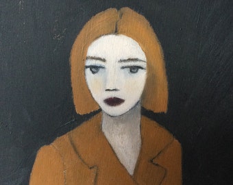 ORIGINAL PAINTING, Wall decoration, Art, oil on wood, Portrait, handmade, 100% made in France