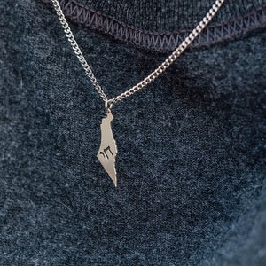 Pendentif carte Israël Chai argent 925