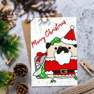 Cartolina di Natale: divertente regalo di Natale che scarta Babbo Natale / biglietto di auguri "Buon Natale" per le festività natalizie