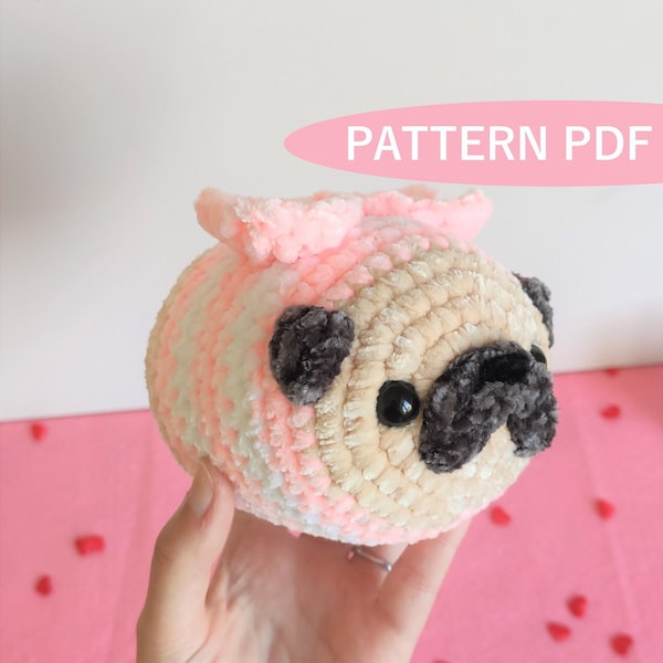 THE ORIGINAL! Valentine's Day Pug Bee Plush Crochet PATTERN! Amigurumi Pug Plushie Toy