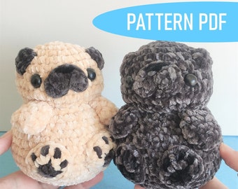 Sitting Pug Plush Crochet PATTERN! Amigurumi Pug Plushie Toy