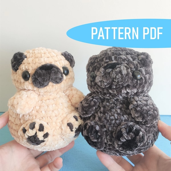 Sitting Pug Plush Crochet PATTERN! Amigurumi Pug Plushie Toy