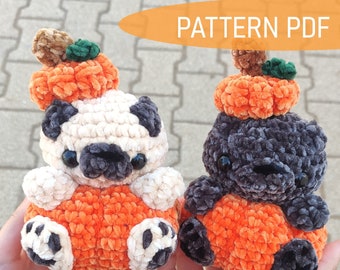 MODELLO ALL'UNCINETTO IN Peluche Carlino Zucca Seduta! Peluche Carlino Amigurumi autunno/Halloween