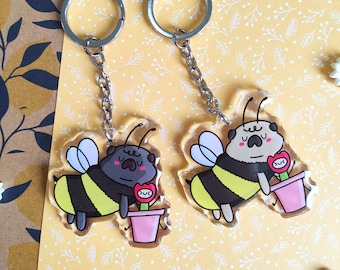 Pug Bee Keychain Charm | Abel the Pug Acrylic Keyring