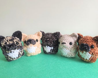 Frenchie Bulldog Plush: Small Handmade Crochet | Stuffed Animal French Bulldog Plushie