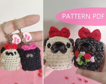 Pug with Bow Crochet PATTERN! Amigurumi Dog with a cute red bow