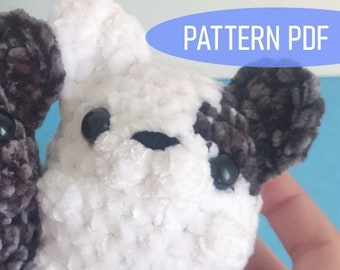 Frenchie Bulldog with Eye Patch Plush+ Keychain Crochet PATTERN! Amigurumi Pug Plushie Toy
