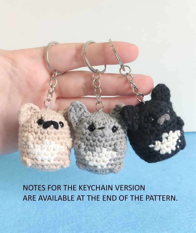 Frenchie Bulldog Buddies Plush Keychain Crochet PATTERN Peluche Amigurumi Carlin image 9