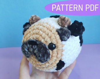 Cow Pug Plushie Crochet PATTERN! Amigurumi Dog in Cow Costume