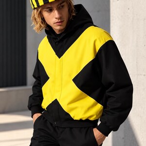 X-Men ’97 Wolverine Yellow & Black Bomber Jacket – 2026 X Men Bomber Jacket - Black Yellow Cross-shaped Jacket collar zipper cardigan jacket