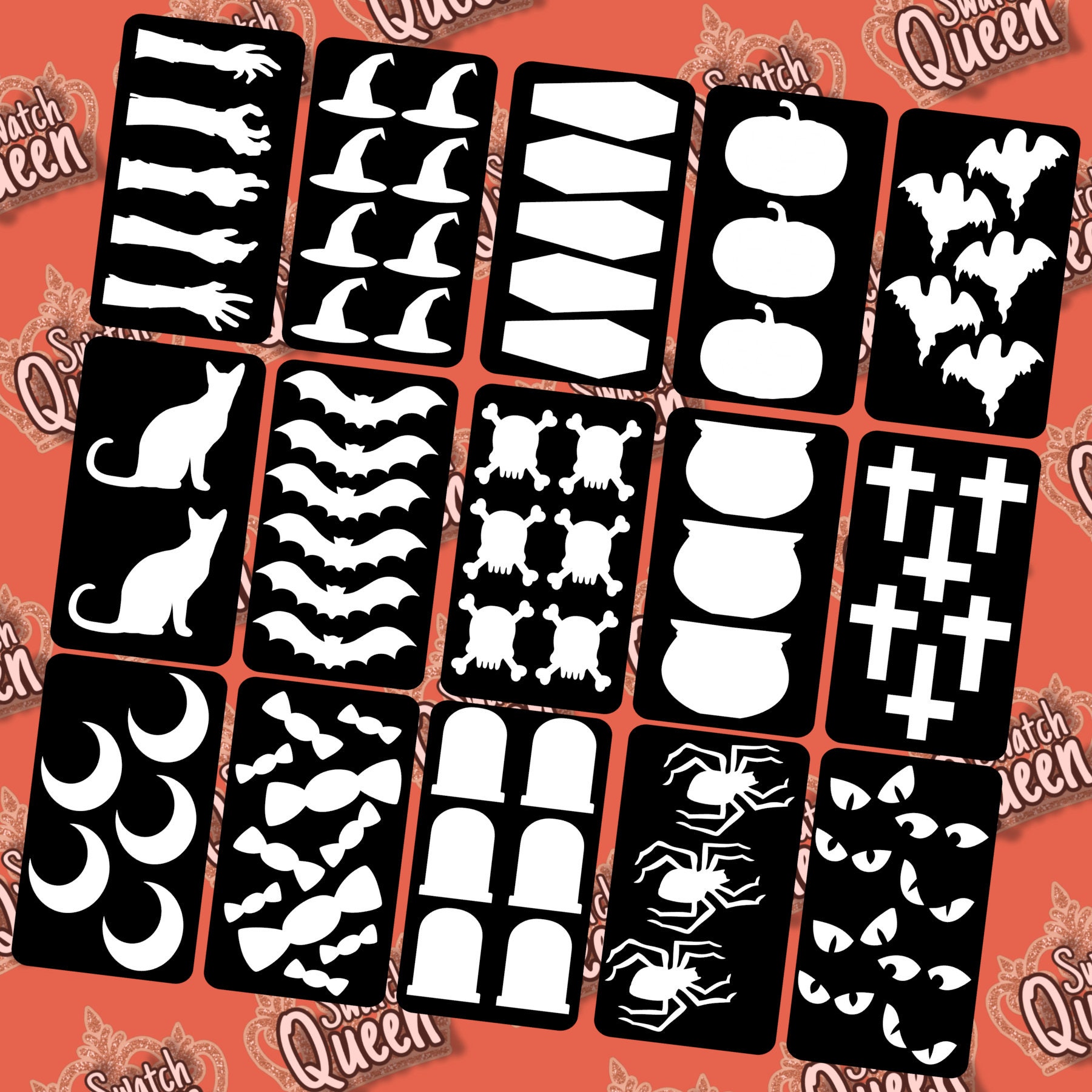 Makeup Swatch Stencil HALLOWEEN 15 BUNDLE witch bats Etsy