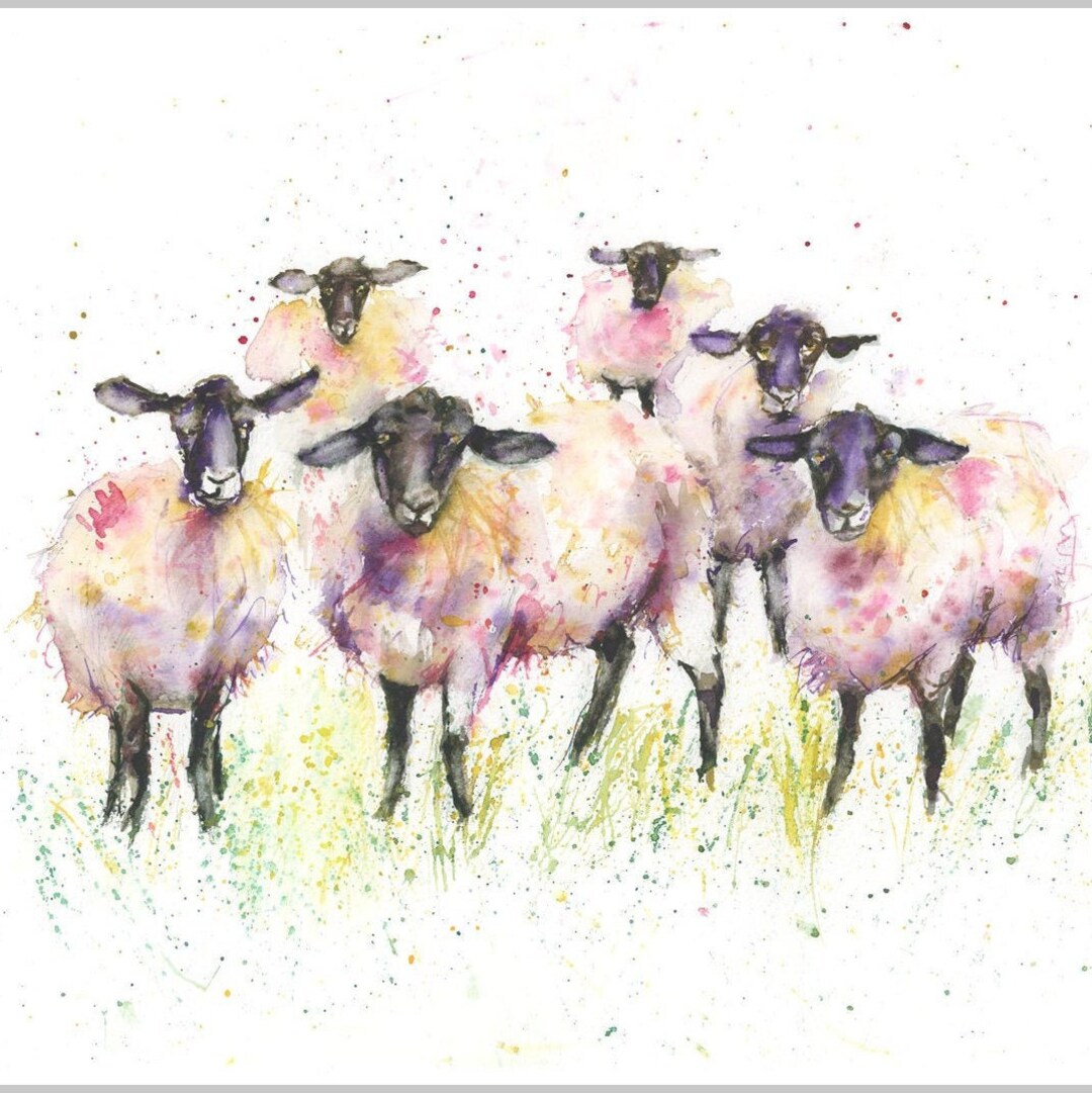 Black Face Sheep PRINT Watercolour - Etsy