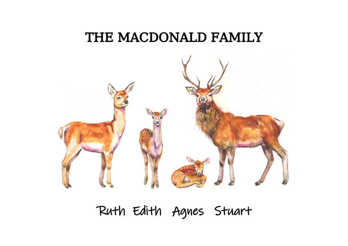 Deer Family Names Print Custom Animal Etsy deer-family-names-print-custom-animal-etsy