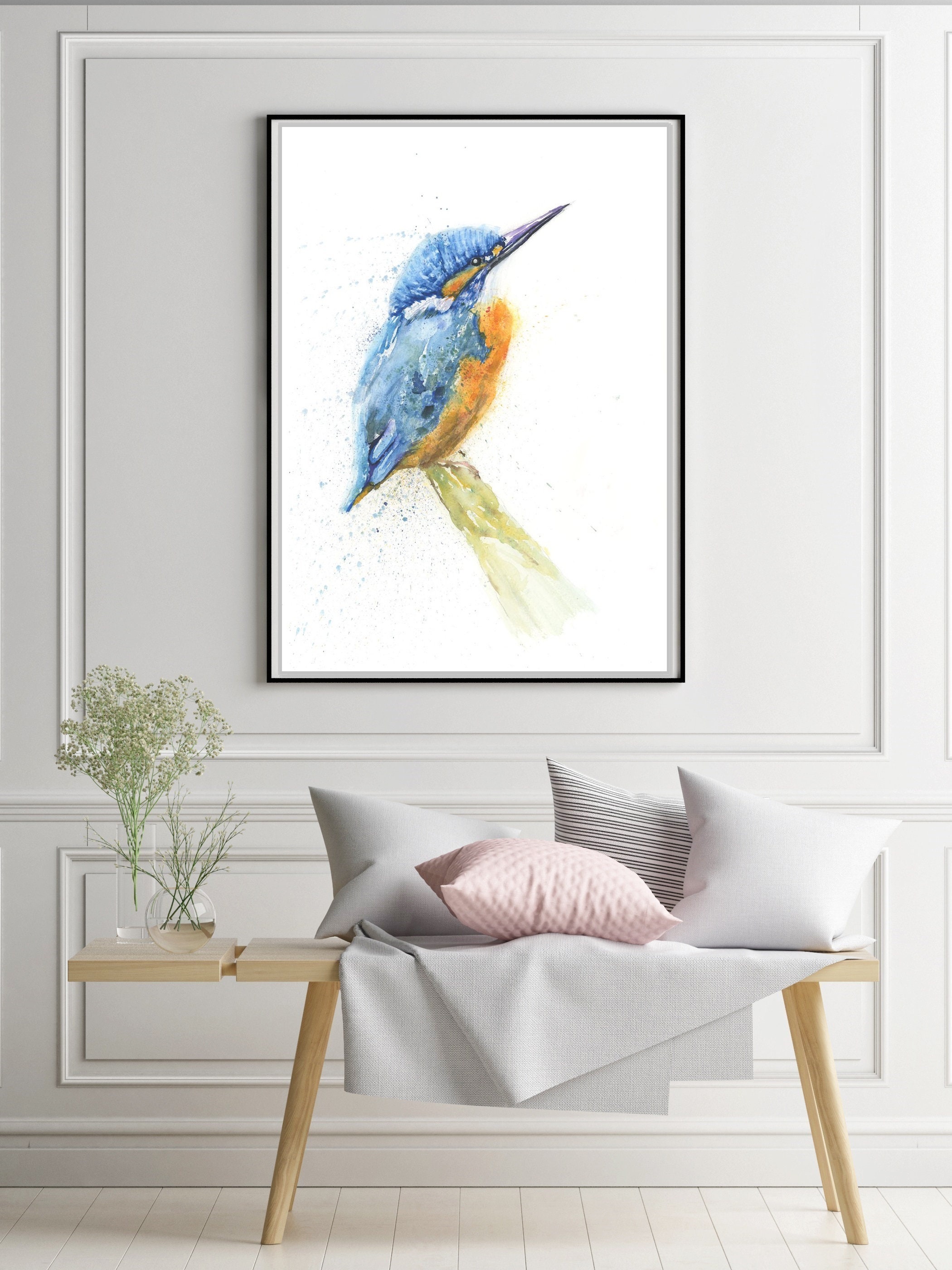 Kingfisher print watercolour | Etsy