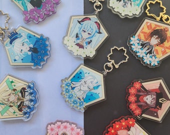 Genshin Flower Epoxy Acrylic Keychain