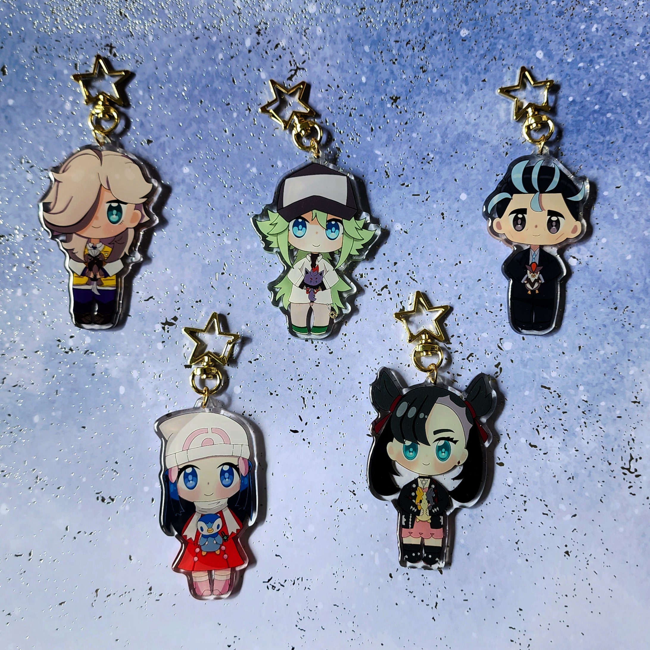 Pokemon Epoxy-coated Acrylic Keychain | N | Larry | Arven | Volo