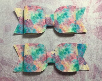 rainbow hairbow clip leatherette