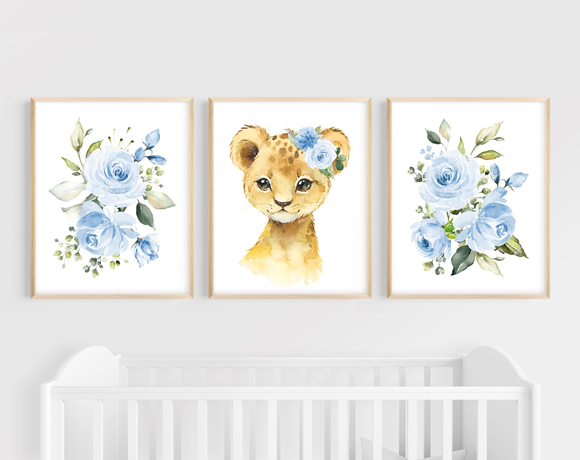 Lion Nursery Prints Nursery Wall Art Set Of 3 Jungle Etsy
