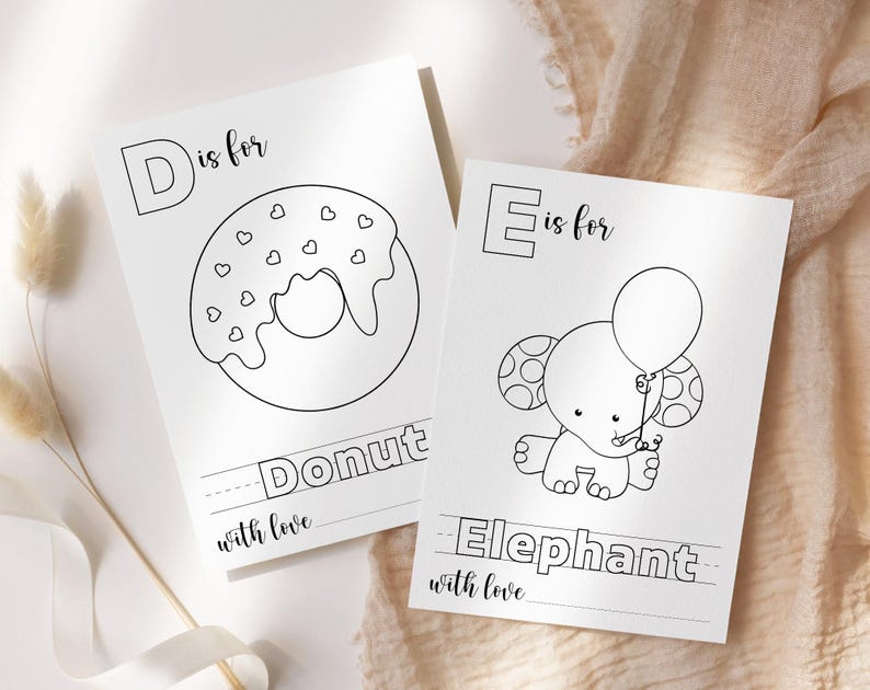 Baby's First ABC Book, Baby Shower Alphabet Book, Baby Shower Coloring Pages, Baby Shower Coloring Book, 2 Sizes Included, Instant Download image 1