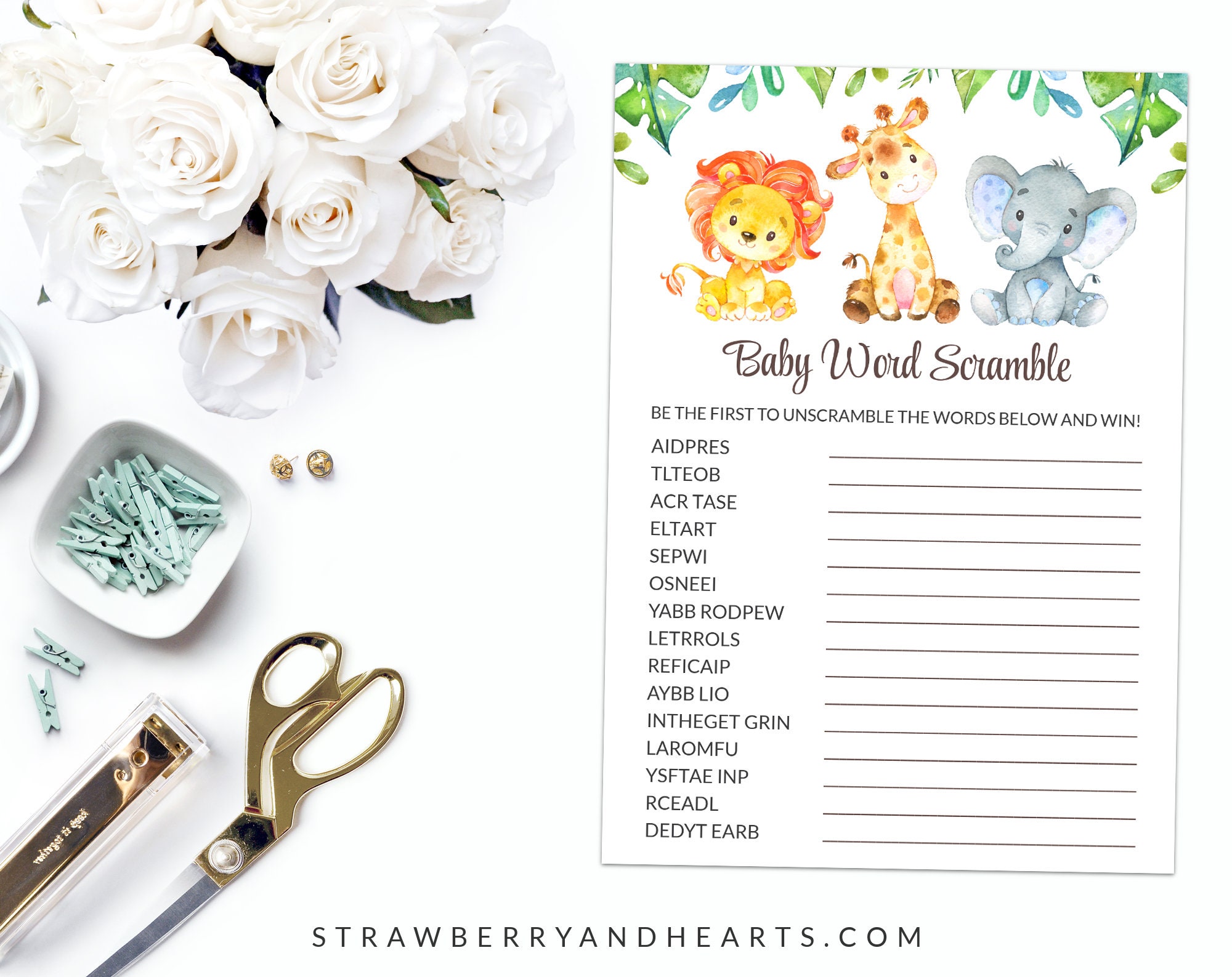 Paquete de ducha de bebé Safari conjunto de 8 juegos | Etsy