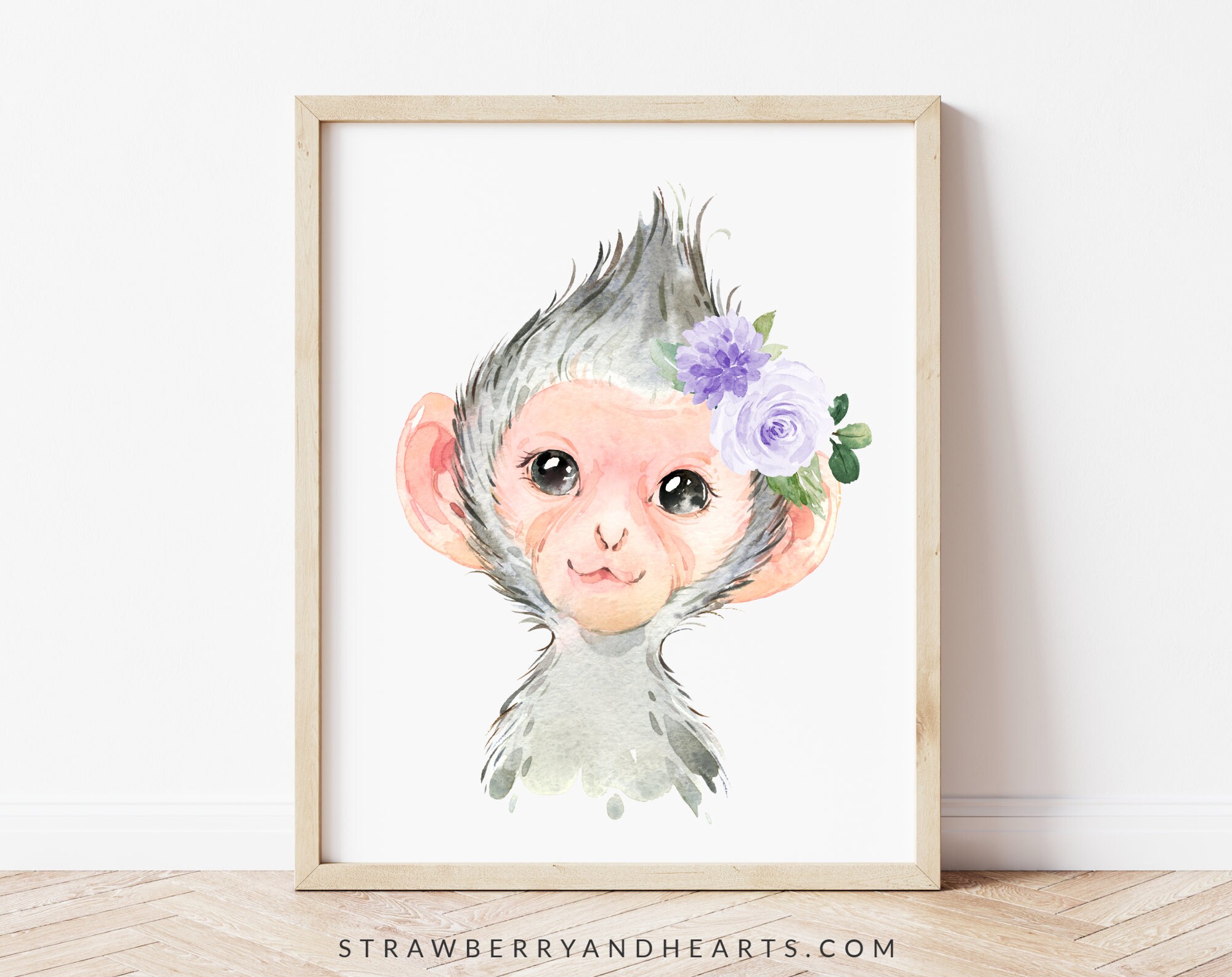 Monkey Nursery Prints Nursery Wall Art Set Of 3 Jungle Etsy