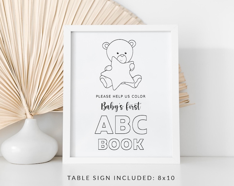 Baby's First ABC Book, Baby Shower Alphabet Book, Baby Shower Coloring Pages, Baby Shower Coloring Book, 2 Sizes Included, Instant Download image 8