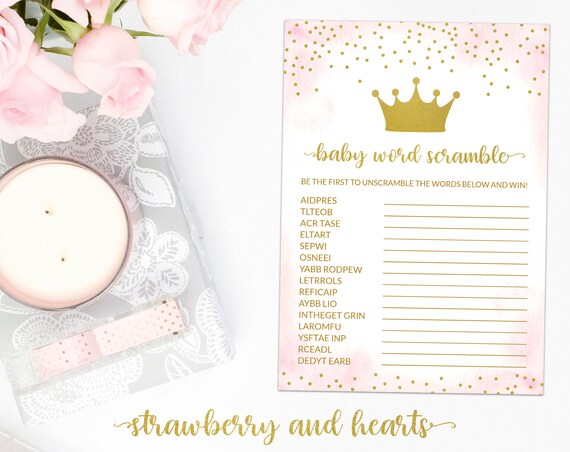 Crown Celebrity Baby Names Gold Confetti Pink Watercolors Etsy