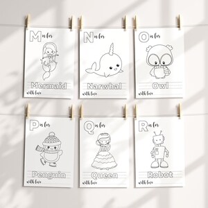 Baby's First ABC Book, Baby Shower Alphabet Book, Baby Shower Coloring Pages, Baby Shower Coloring Book, 2 Sizes Included, Instant Download image 5