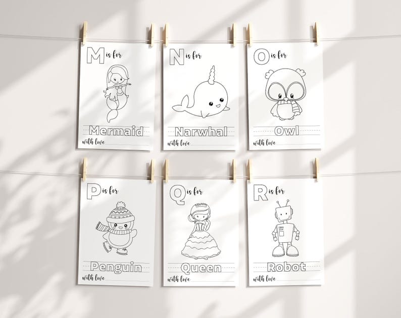 Baby's First ABC Book, Baby Shower Alphabet Book, Baby Shower Coloring Pages, Baby Shower Coloring Book, 2 Sizes Included, Instant Download image 5