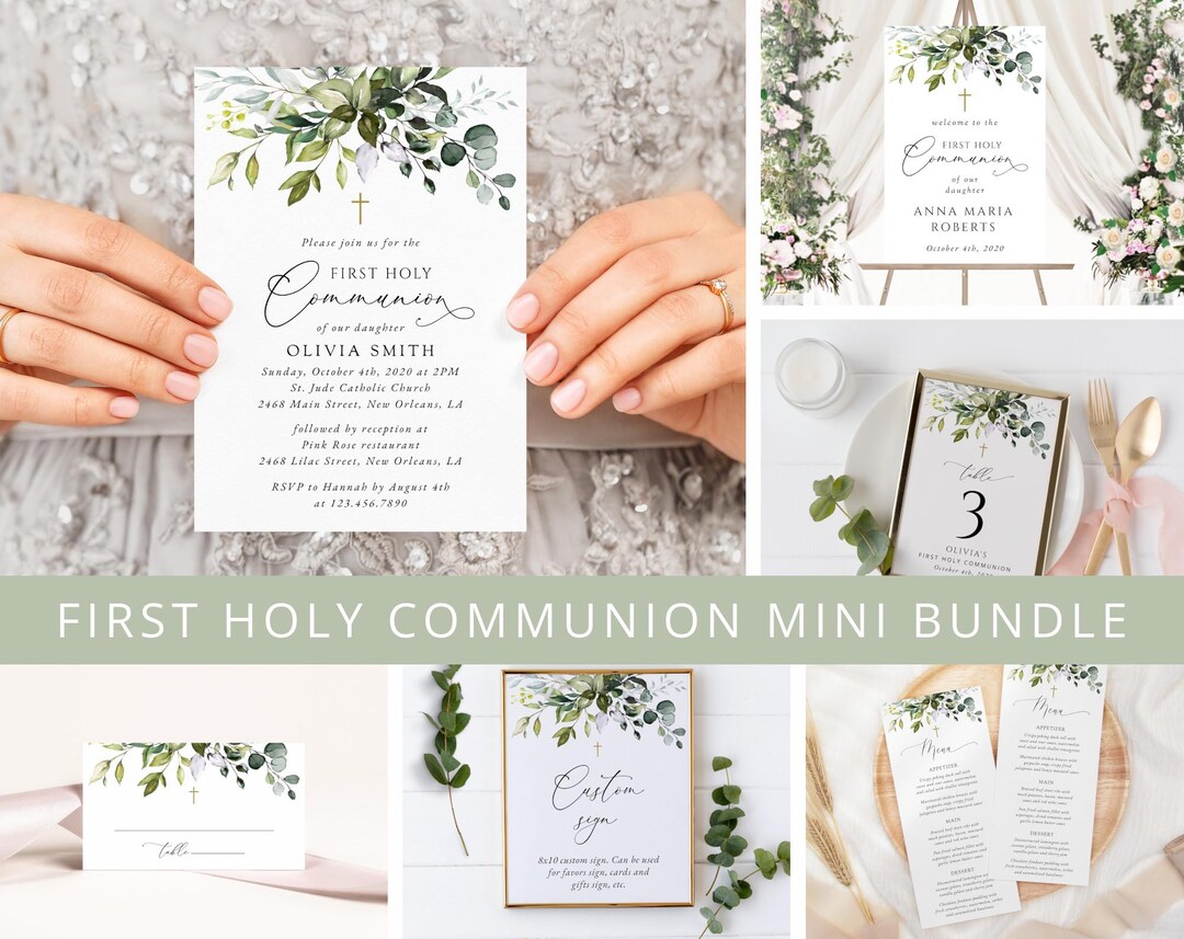 Greenery First Holy Communion Mini Bundle, Eucalyptus Leaves, Foliage ...