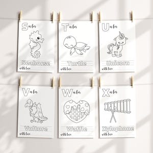 Baby's First ABC Book, Baby Shower Alphabet Book, Baby Shower Coloring Pages, Baby Shower Coloring Book, 2 Sizes Included, Instant Download image 6
