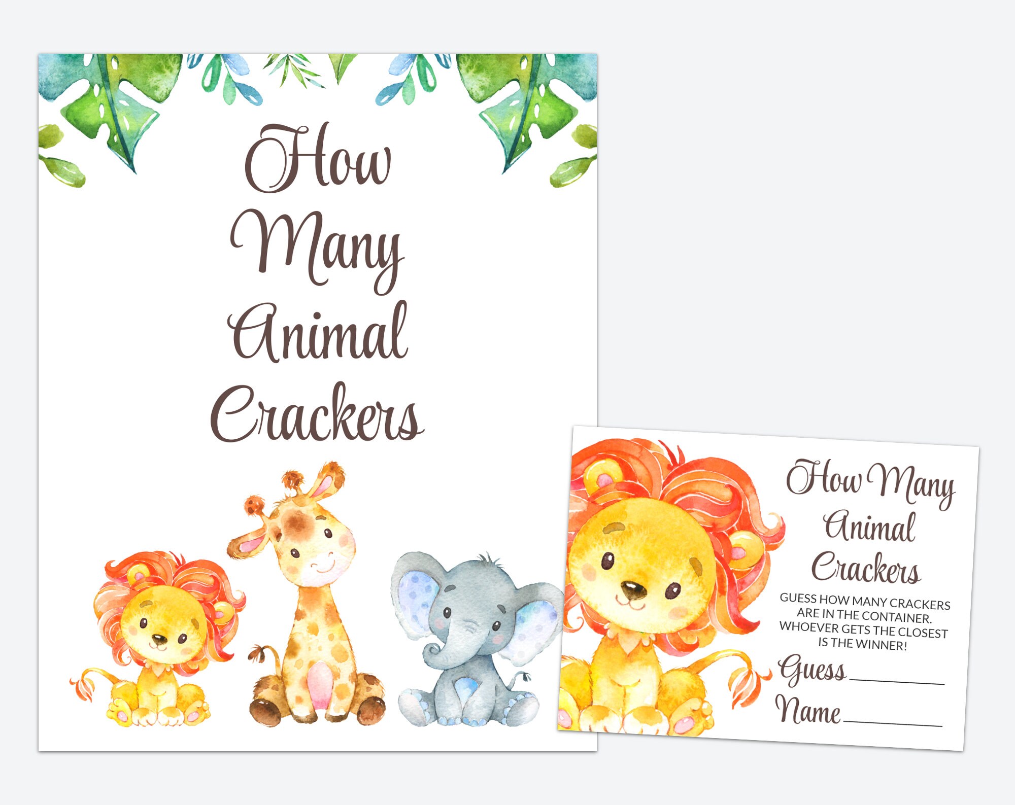 Safari Guess How Many Animal Crackers Jungle Animals Etsy