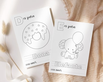 Mi Primer ABC, El Primer Libro De ABC Del Bebe, Baby's First ABC Book in Spanish, Baby Shower Spanish Alphabet Book, Alphabet Coloring Pages