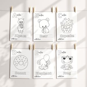 Baby's First ABC Book, Baby Shower Alphabet Book, Baby Shower Coloring Pages, Baby Shower Coloring Book, 2 Sizes Included, Instant Download image 3