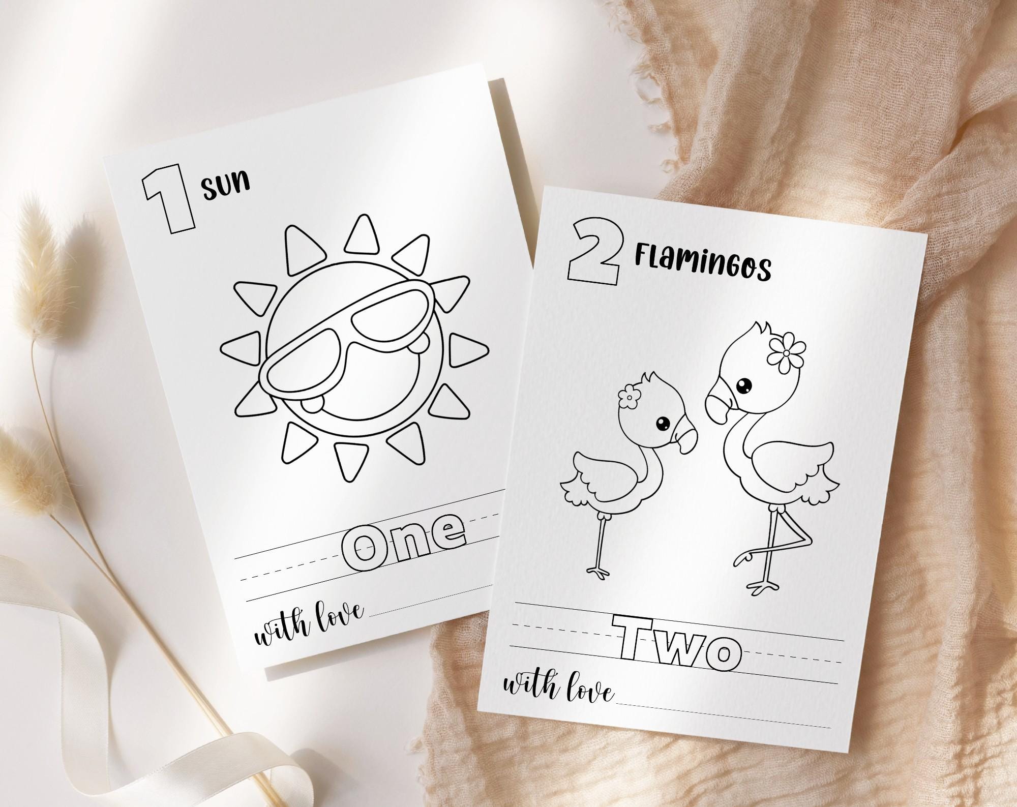Baby's First 123 Book, Baby Shower Numbers Book, Baby Shower Coloring Pages, Baby Shower Coloring Book, 2 Sizes Included, Instant Download